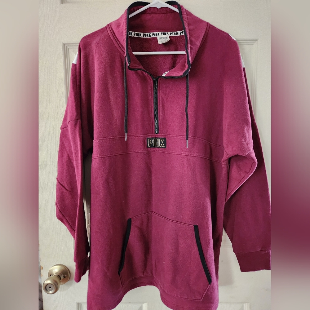 Pink Half-Zip Women's Pullover Seeatshirt